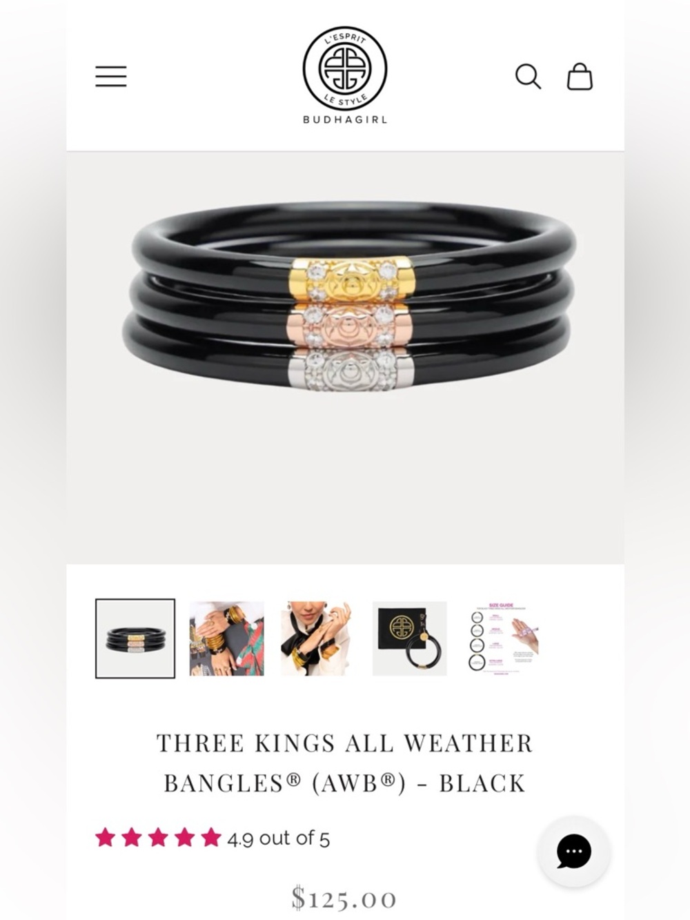 NEW NIB Big Buddha Black Stackable Bangles with Gold, Rose Gold & Silver Accents
